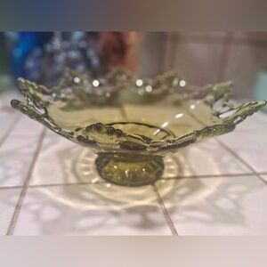 Vintage 1940s Westmorland Green Glass Pedestal Bowl
